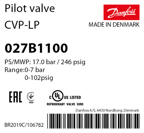 Пилотный клапан постоянного давления Danfoss CVP-LP 027B1100