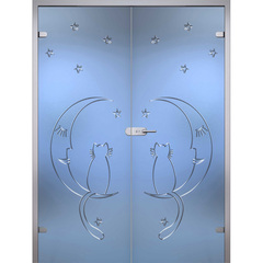 Купить Двустворчатая стеклянная дверь Ночь стекло бесцветное матовое