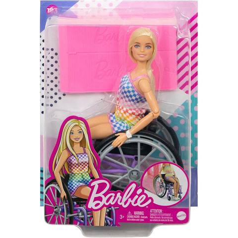 Барби Fashionistas 193 с Инвалидным Креслом Блондинка в Радужном Комбинезоне