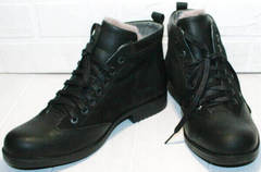 Мужские черные ботинки с мехом Luciano Bellini 6057-58K Black Leathers & Nubuk.