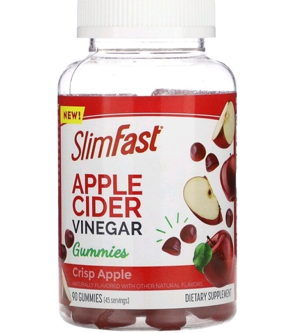 Slimfast, Яблочный уксус, хрустящее яблоко, 90 жевательных таблеток