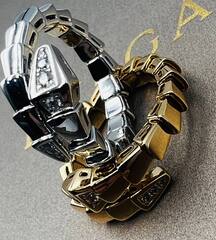 Кольцо ЗМЕЯ-SERPENTI одинарное с камнями на голове lux качество VGOLD цвет белое/розовое золото