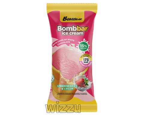 Мороженое Bombbar в вафельном стаканчике Клубника со сливками Без Сахара 90гр