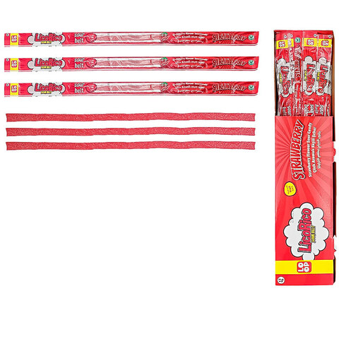 Желейные конфеты LicoRiko кислые ремешки Клубника 1кор*6бл*72шт, 15г