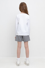шорты  для девочки  КР 400732/серая клетка на белом к521