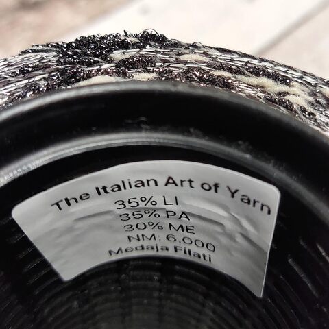 Лен (35%) с люрексом и шишибриками NODINO DI LINO 600 черный с бежевым