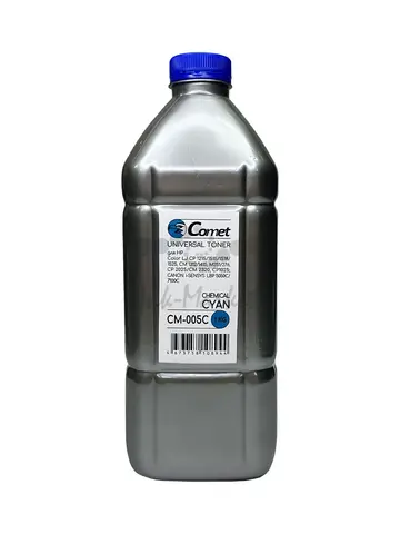Тонер COMET тип CM-005C Универсал для HP Color - фл 1 кг, голубой, Chemical, Silver ATM