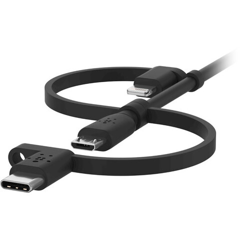 Кабель Belkin BoostCharge Universal 3-in-1 USB-A&USB-C с переходниками Micro-USB/Lightning, 1м, черный
