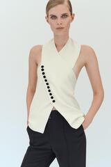 ZARA ТОП-ЖИЛЕТ НА ЗАПАХЕ, ЭКРЮ