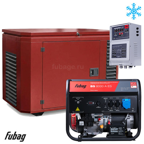 Бензиновый генератор в зимнем кожухе с блоком АВР Fubag BS 8000 A ES/1200SCW RAL 3005