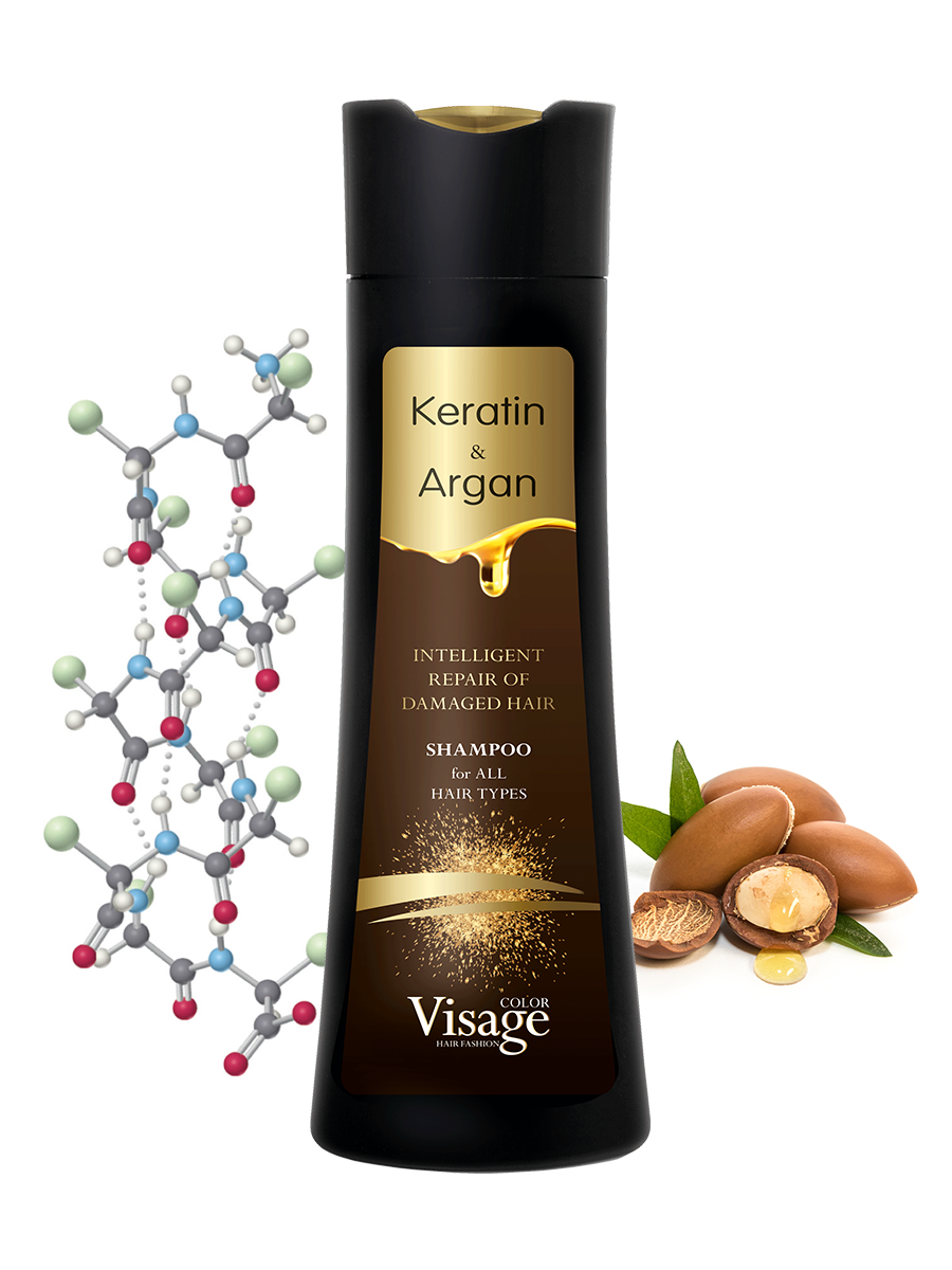 Шампунь с кератином и аргановым маслом, Visage Keratin & Argan Shampoo, 250 мл