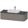 Duravit Happy D.2 Plus Столешница 16x1300x550мм для тумбы #HP4932, HP4942, HP4952 ,HP4962, HP4972 с вырезом под 1 раковину, цвет: graphite supermatt HP031KM8080