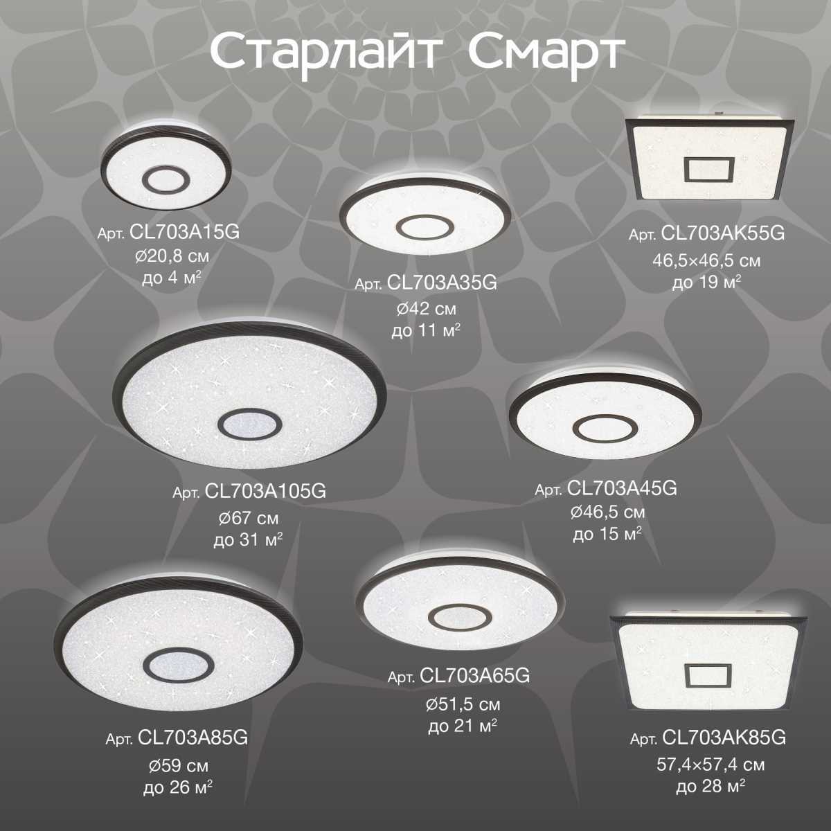 Потолочный светодиодный светильник Citilux Старлайт Смарт CL703AK55G
