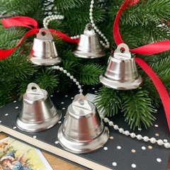 Колокольчик металлический, для декора и творчества, размер 4 см, цвет серебряный, набор 5 шт.