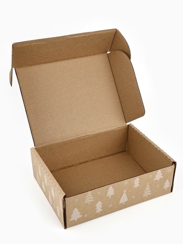 Коробка сборная одиночная Прямоугольник, «Елочки», 27*21*9 см