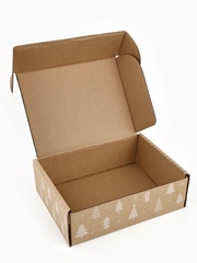 Коробка сборная одиночная Прямоугольник, «Елочки», 27*21*9 см