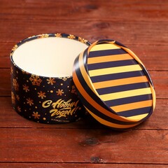 Цилиндр одиночный, С Новым годом, Золотые снежинки, Черный, 13*8,5 см