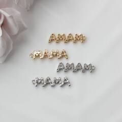 Коннектор (подвеска) МАМА с фианитами, 23*6 мм, позолота, П496