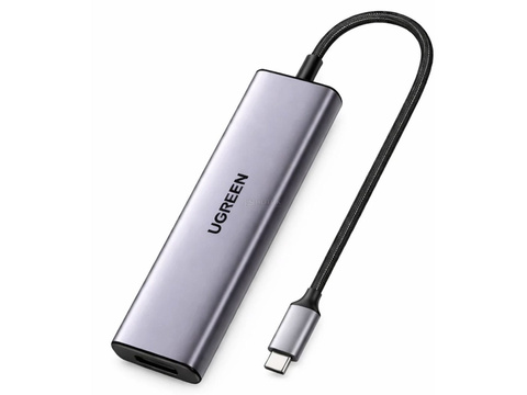 Хаб USB-C UGREEN CM511 (75586) 6-in-1 USB-C Hub With 3*USB-C&2*USB-A&PD, серый космос