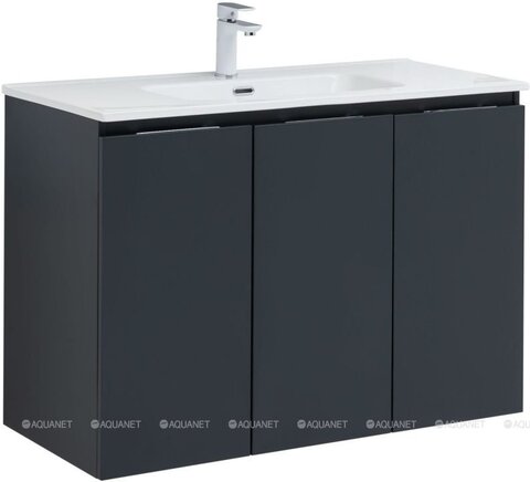 Aquanet 274013 Тумба с раковиной Алвита new 100 подвесная 3 дв.цв.антрацит (274013)