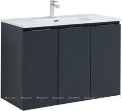 Aquanet 274013 Тумба с раковиной Алвита new 100 подвесная 3 дв.цв.антрацит (274013) фото