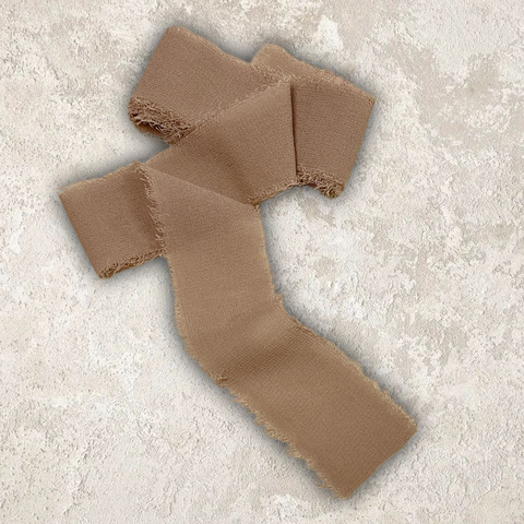 Шифоновая , шебби лента , 4см ширина , цвет кофейный, 1м