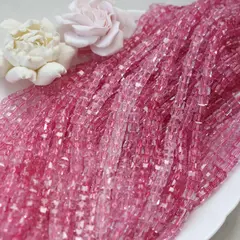Хрусталь (стекло) граненный, кубик, розовый, 6 мм, 1 нить, К210