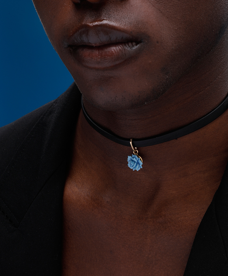 MINI ROSE LEATHER BLUE
