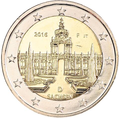 2 евро 2016 Германия - Саксония (Дворец Цвингер, Дрезден)