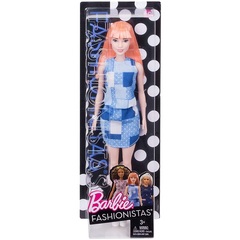 Барби Fashionistas 60 в Джинсовом Платье Пэчворк - ! КОРОБКА НЕ ИДЕАЛЬНАЯ !