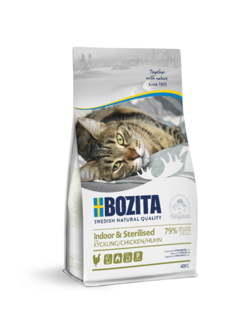 Bozita Indoor/Sterilized корм для стерилиз. растущих, взрослых и малоподв. кошек с курицей 400г
