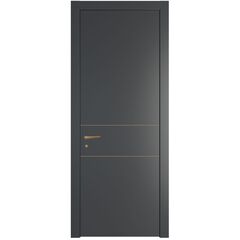 Межкомнатная дверь 45PWB графит с латунным молдингом