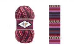 ALIZE "SUPERWASH COMFORT", 75% шерсть, 25% п/а, 100 гр, 420 м, розовый/серый