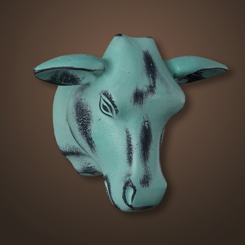 Декор 26х22х32 Roomers Голова быка голубая