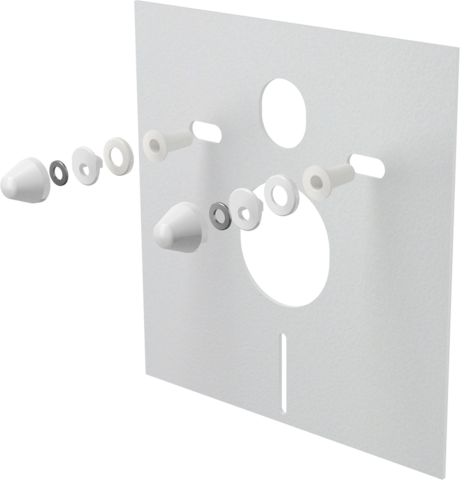 Звукоизоляционная плита для подвесного унитаза и для биде с принадлежностями и колпачками (белыми),  M930 AlcaPlast