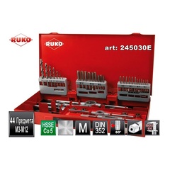 Набор метчиков и плашек M3 -M12 HSSE 44пр Ruko 245030E (!)