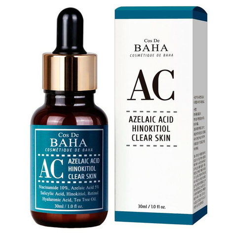 COS DE BAHA Сыворотка для лица с азелаиновой кислотой для проблемной кожи AZELAIC ACID HINOKITIOL CLEAR SKIN SERUM (AC), 30 мл