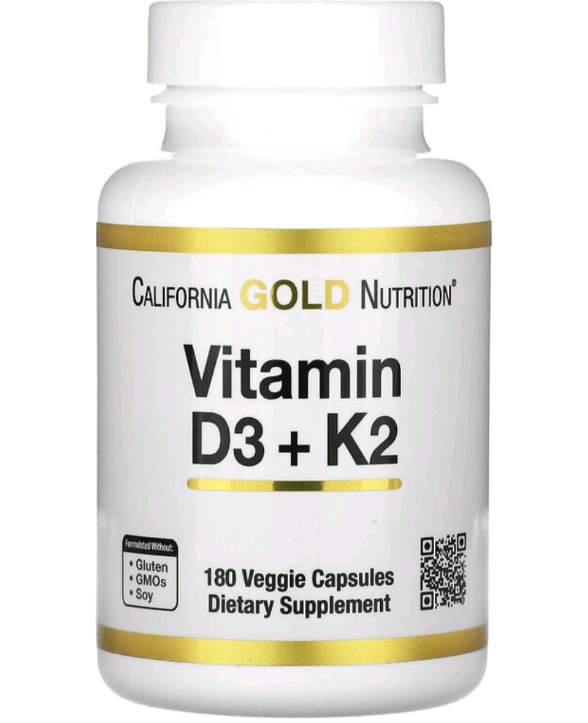 California gold nutrition, витамины D3 и К2, 180 растительных капсул ...