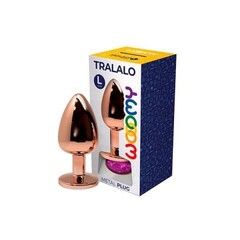 Анальная пробка золотистого цвета с розовым кристаллом Tralalo от WOOOMY  (S: 7*2,8 см.)