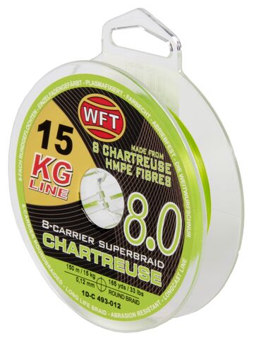 Леска плетёная WFT KG x8 Chartreuse 150 м, 0.12 мм