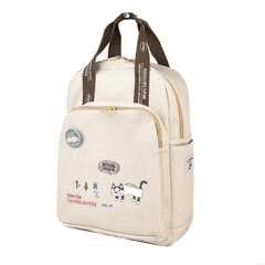 Портативный дорожный рюкзак, ручная сумка с котом MATILDASan, светло-бежевая, 25-8030-1, KUSUGURU