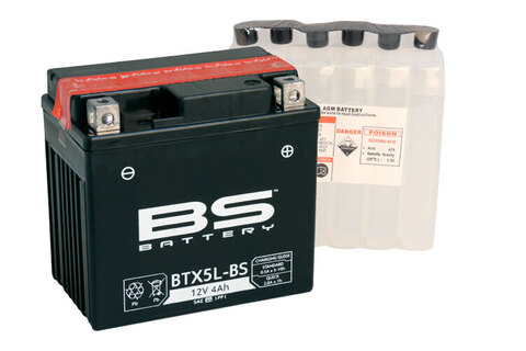 BTX5L-BS Аккумулятор BS AGM, 12В, 4 Ач  113x70x105, обратная ( -/+ ), (YTX5L-BS)