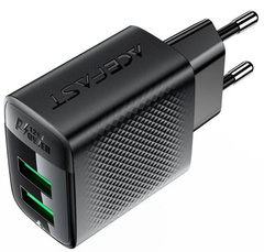 Сетевая зарядка ACEFAST A86 12W USB-A+USB-A dual port charger (EU), черный