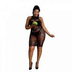 Сексуальное платье-сетка от Moonlight модель № 06 черное (plus size)