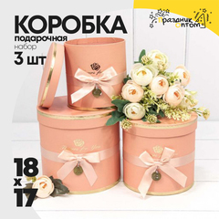 
          Коробка 18х17 см Набор 3 шт "Flowers For You" (Персиковый)