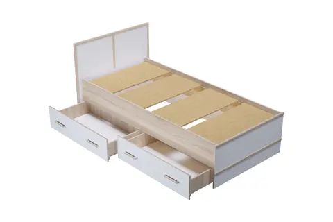 Сакура Кровать 0,9м дуб сонома / белый с настилом