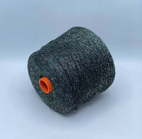 Бобинная пряжа, Cosmos, 1100м, 70% Вискоза, 30% Полиамид, Серебристо-зеленые на черной основе.37751