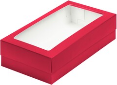 Коробка для зефира и пирожных красная 21 Х 11 Х 5.5 см