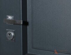 Входная металлическая дверь с ТЕРМОРАЗРЫВОМ Оптима термо муар серый 16 Силк Титан без текстуры (фурнитура ХРОМ блестящий)
