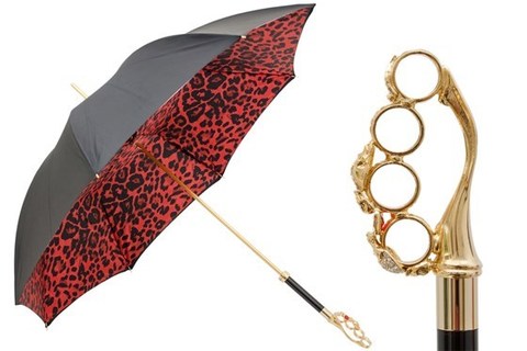 Зонт-трость Pasotti - Knuckleduster Umbrella with Red Animal Print, Италия.